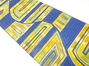 幾何学模様織り出し　名古屋帯